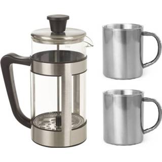 👉 Koffiezetapparaat RVS Koffiezetter / camping set met 2x mokken