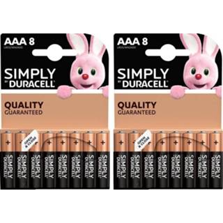 👉 Batterij alkaline 16x Duracell AAA Simply batterijen LR03 MN2400 1.5 V