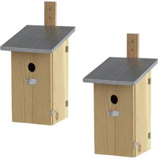 👉 Vogelhuisje houten 2x vogelhuisjes/nesthuisjes 39 cm met kijkluik