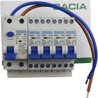 👉 Aardlekschakelaar GACIA combiset 30mA 4 installatieautomaten 16A 1p+n B16 inclusief aansluitdraden 8718995015320