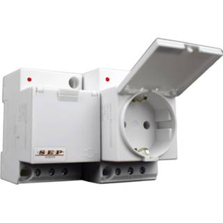 👉 Stopcontact grijs Din rail met klep en LED 2p+PE voor groepenkast of schakelkast 8718959013850