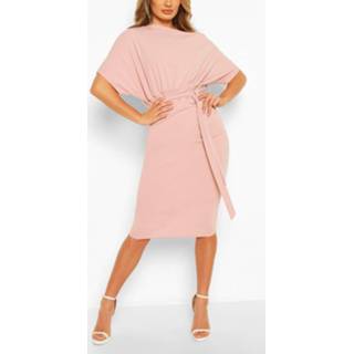 👉 Batwing Ruched Side Midi Dress, Blush