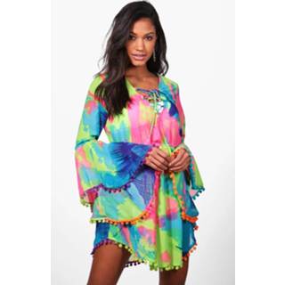 👉 Tropical Pom Pom Beach Dress, Multi