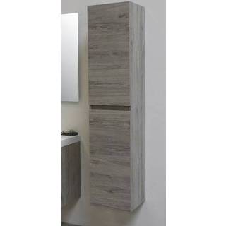 👉 Hoge kast zilver eiken hout Riverdale 163x35x35cm