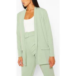 👉 Blazer vrouwen sage Tailored & Self Fabric Belt Trouser Suit Set,