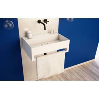 👉 Wastafel wit Ideavit Solidbliss-60TB 60x40 cm mat afzetplateau achter met handdoekhouder