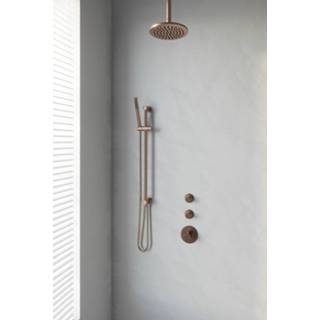 👉 Inbouw doucheset PVD Brauer Copper Edition thermostatische - geborsteld koper hoofddouche 20cm plafondsteun staafhanddouche met glijstang 4260483797675