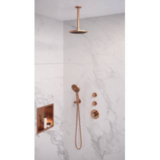 👉 Inbouw doucheset PVD Brauer Copper Edition thermostatische - geborsteld koper hoofddouche 20cm plafondsteun ronde handdouche 4260483797712