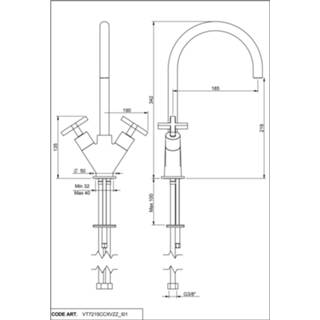 👉 Wastafelkraan zwart steel Vtwonen Baden Cross 2-greeps met kruisgreep black 8717493115068