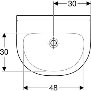 👉 Wastafel wit Geberit 300 Basic 60 x 49 19,5cm zonder kraangat overloop 4025410723185