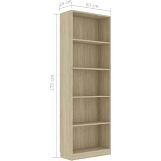 👉 Boekenkast 5 schappen 60x24x175 cm spaanplaat sonoma eikenkleur