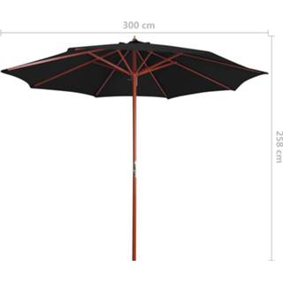 👉 Parasol met houten paal 300x258 cm zwart