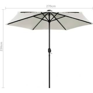 👉 Parasol met LED-verlichting en aluminium paal 270 cm zandwit