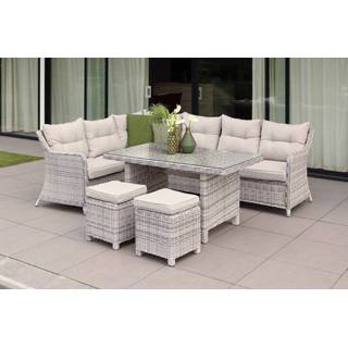 👉 Lounge diningset Vlechtwerk Tuinmeubelen grijs Fonteyn | Lounge-Diningset Camden Mixed Grey