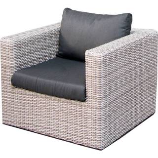 👉 Loungestoel grijs Vlechtwerk Tuinmeubelen Fonteyn | Salou Halfmoon Light Grey 8718734579267