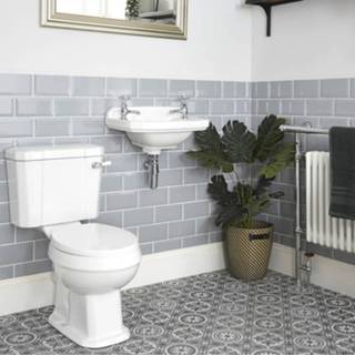 👉 Duoblok toilet wit keramisch klassiek muur richmond Toiletten Hangende Wastafels en Wastafel 51.5cm Hangend | 5051752870941
