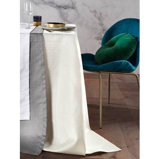 👉 Tafelkleed nevelgrijs wit gestippeld unisex platinakleur schitterend damast porseleinkleur Petito Curt Bauer