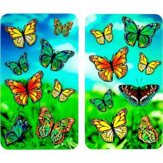 👉 Afdekplaat glas beschermt uw fornuis vlinders unisex multicolor Set van 2 afdekplaten Vlinder Wenko 4008838548721