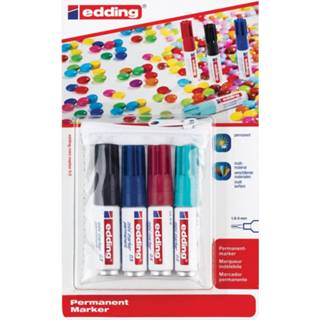 👉 Permanent marker Edding mini etui van 4 stuks in geassorteerde kleuren 4004764867530