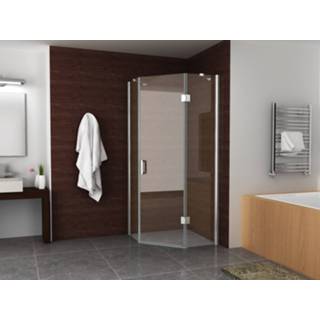 👉 Douchecabine vijfhoekig draaideur helder chroom Mueller State vijfhoek 90x90cm anti-kalk 7432030520587
