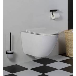 👉 Hangend toilet wit keramiek spoel jama Saniclear compact randloos met platte softclose zitting 7439655750764