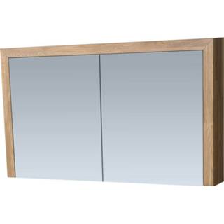 👉 Spiegelkast grijs eiken massief rechthoekig Natural Wood Sanituba 120cm Grey Oak 8718546374203