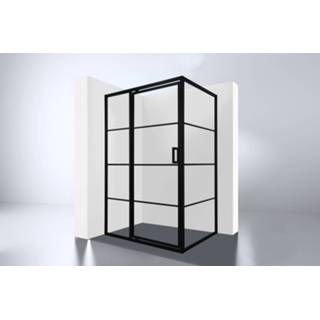 👉 Douchecabine zwart mat aluminium draaideur Best-Design Zeplin-1400 met nisdeur 7439656466428