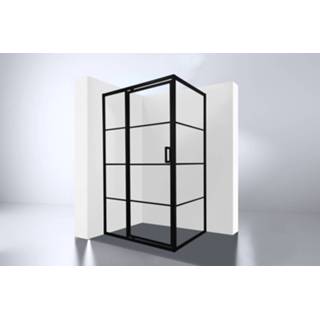 👉 Douchecabine zwart mat aluminium draaideur Best-Design Zeplin-1200 met nisdeur 7439656466435