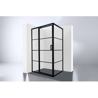 👉 Douchecabine zwart mat aluminium draaideur Best-Design Zeplin-1200 met nisdeur 7439656466435