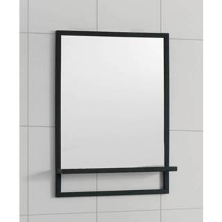 👉 Spiegel zwarte zwart rechthoekig metal B-Stone met planchet 55x70cm 7439656556587