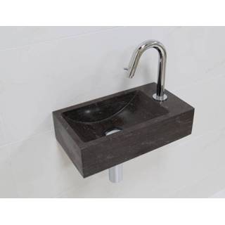 👉 Fonteinset chroom natuursteen rechthoekig recto antraciet Lambini Designs rechts met gebogen fonteinkraan en toebehoren 6013935917934