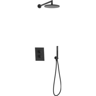 👉 Regendouche set zwart mat rechthoekig wand thermostaatkraan giro clusief Salenzi inbouw type 6 8719304722151