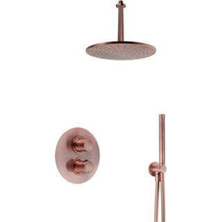 👉 Gegalvaniseerd koper Regendoucheset Inbouw Salenzi Giro R Plafond Uitloop Geborsteld 30 cm 8719304722267