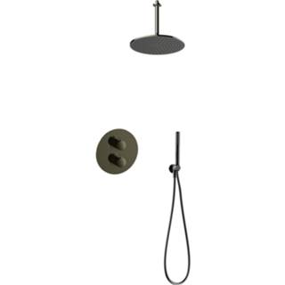 👉 Zwart gegalvaniseerd messing chroom Regendoucheset Inbouw Salenzi Giro R Plafond Uitloop 30 cm 8719304722281