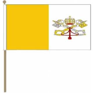 👉 Zwaaivlag stof active Vaticaanstad 15x22,5cm | 7435127497458