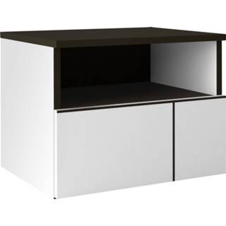 👉 Nachtkastje wit grijs MDF Hout Prado 43 cm hoog in hoogglans met