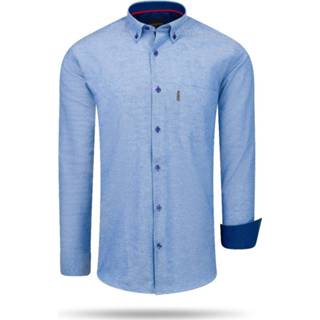 Overhemd blauw katoen overhemden male Cappuccino Italia Regular fit royal 7435103030006
