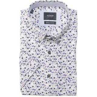 👉 Overhemd blauw l male Adam est 1916 est. bloemenprint korte mouwen 8714495750051
