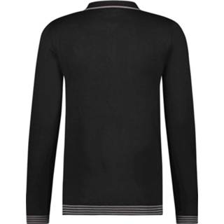 👉 Viscose zwart male XL wit Pure White Fine knit polo pull black 8719263249171