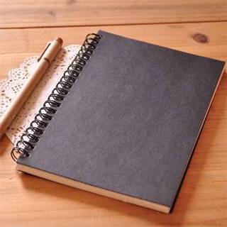 👉 Kladblok zwart active AE136522 Retro Simple Coil Sketch Notebook Schilderen Kraftpapier Dagboek (Zwart)