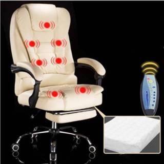 👉 Moderne Minimalistische Lift Draaistoel Luie Zitting Gaming Massage Bureaustoel Met Stalen Voeten (Roomwit)