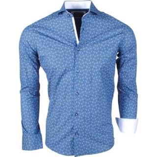 👉 Herenoverhemd blauw l male mannen Enrico Polo heren overhemd met trendy design stretch navy 8720086058413