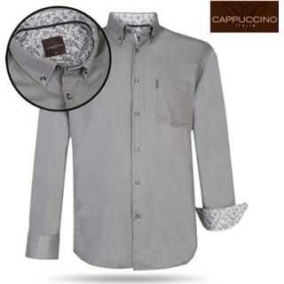👉 Herenoverhemd grijs l male mannen Cappuccino Italia heren overhemd borstzakje donker 7435103644647