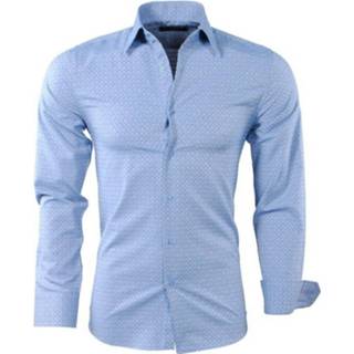 👉 Herenoverhemd blauw l male mannen Montazinni heren overhemd geruit slim fit - 8720086006742