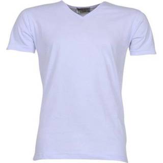 👉 Shirt wit m male mannen Ferlucci basic effen heren t-shirt v-hals - 8720086043198