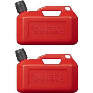👉 Jerrycan rood 2x Jerrycans/benzinetanks 5 liter