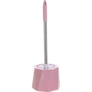 👉 Toiletborstel roze staal steel active Diamond Shape Base Roestvrij Lange (roze)