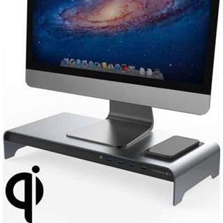 👉 Plank active Vaydeer desktop-pc-display Verhoogde opbergrek met 4 USB-poort, draadloze oplaadversie 6922351695916
