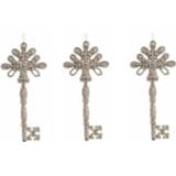 👉 Kerstboom goud 6x Stuks decoratie sleutels 17 cm met glitters