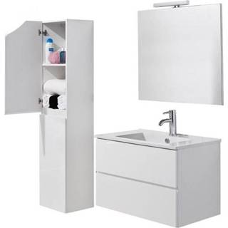 👉 Badmeubelset London 80 cm incl. hoge kast en spiegel (in 2 kleuren verkrijgbaar)